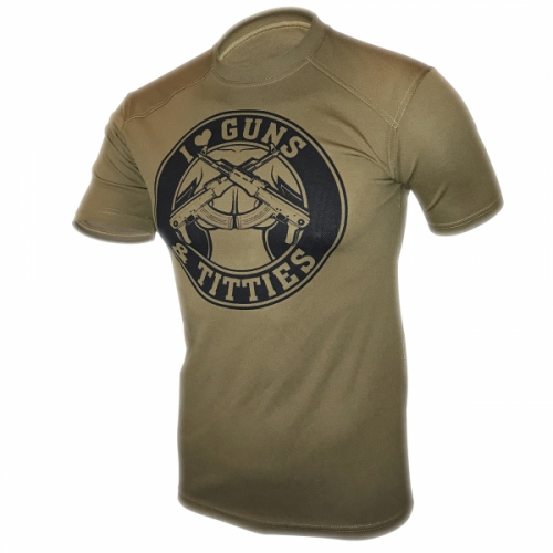 KRAMATAN TACTICAL DESIGN ФУТБОЛКА I LOVE GUNS & TITTIES COOLMAX COYOTE