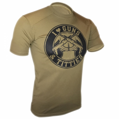 KRAMATAN TACTICAL DESIGN ФУТБОЛКА I LOVE GUNS & TITTIES COOLMAX COYOTE