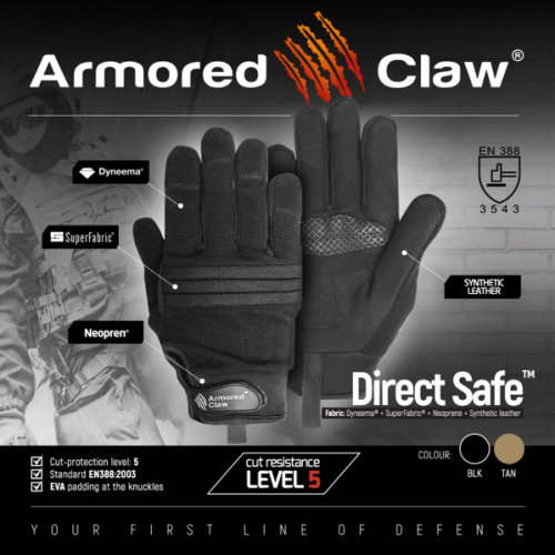 ARMORED CLAW РУКАВИЦІ DIRECT SAFE HALF TAN 5858