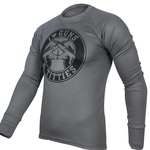 KRAMATAN TACTICAL DESIGN ЛОНГСЛІВ I LOVE GUNS & TITTIES COOLMAX GREY