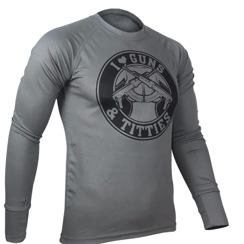 KRAMATAN TACTICAL DESIGN ЛОНГСЛІВ I LOVE GUNS & TITTIES COOLMAX GREY