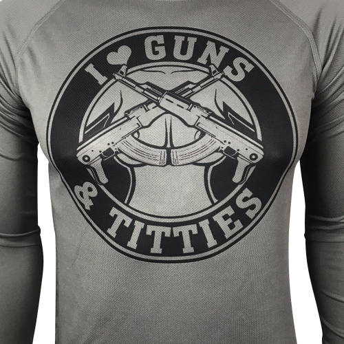 KRAMATAN TACTICAL DESIGN ЛОНГСЛІВ I LOVE GUNS & TITTIES COOLMAX GREY