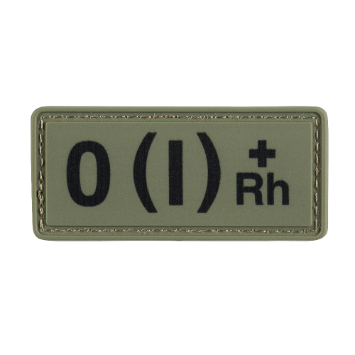 НАШИВКА ГРУППА КРОВИ O(I) RH(+) PVC 25Х60 OLIVE